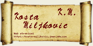 Kosta Miljković vizit kartica
